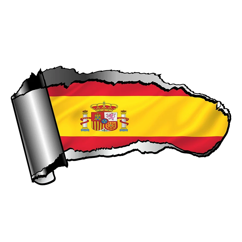 Car Accessories Usa - 車のステッカーオープンリッピングガッシュ引き裂かメタルデザインスペインスペイン国旗ビニールボディ後部窓装飾デカール、13センチメートル * 6センチメートル