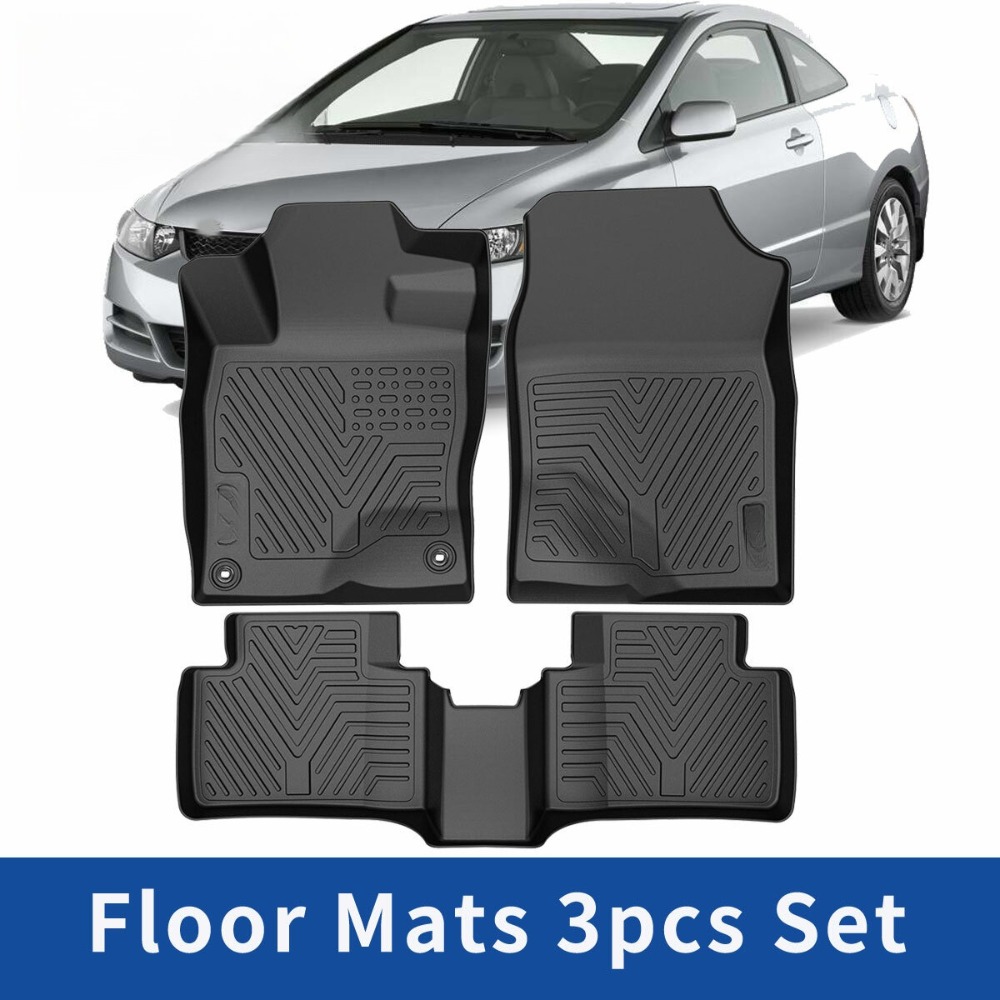 Car Floor Mat Rubber - 3ピースカーフロアマット 2016-2021年式 ホンダ シビック 全天候型 滑り止めTPEライナー
