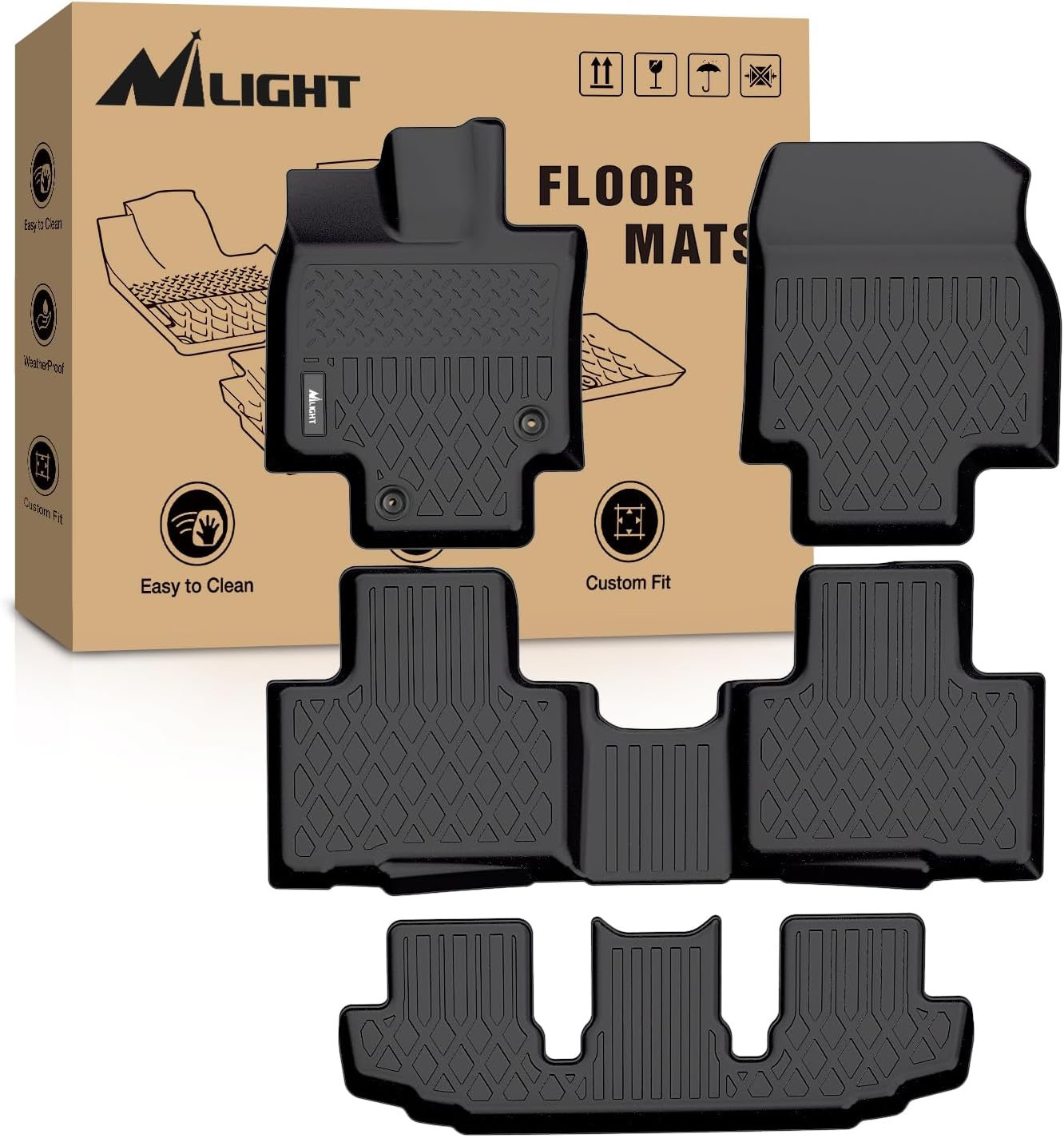 Car Floor Mat Rubber - NilightカスタムフィットTPEフロアマット 全天候型防水カーフロアマット トヨタ ハイランダー 2014-2025 &