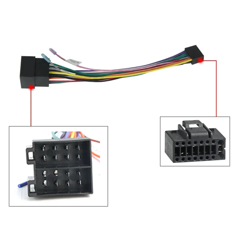 Car Accessories Usa - 16 ピン ISO ユニバーサル電源ケーブルアダプタ Android カーラジオヘッドユニットオスプラグとプラグ