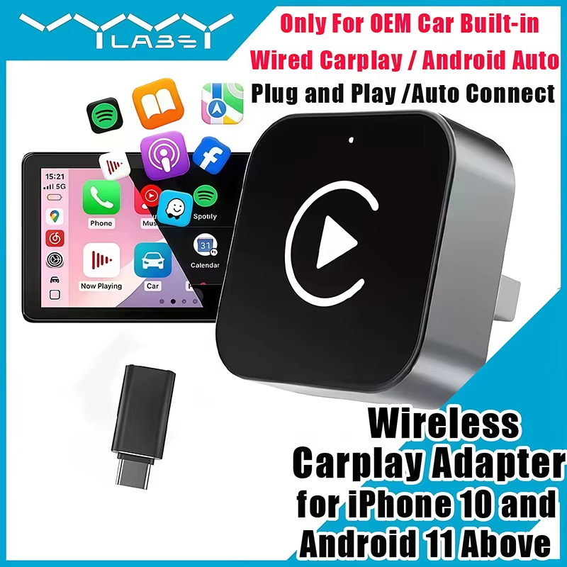 Car Accessories Usa - 2-in-1 ワイヤレスCarPlayアダプター プラグアンドプレイ iPhone 10 以降、Android