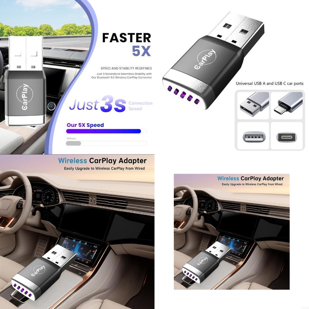 Car Accessories Usa - ユニバーサルワイヤレスカープレイアダプター機能クリアプロジェクションと自動システム互換性複数の車両 D7YA