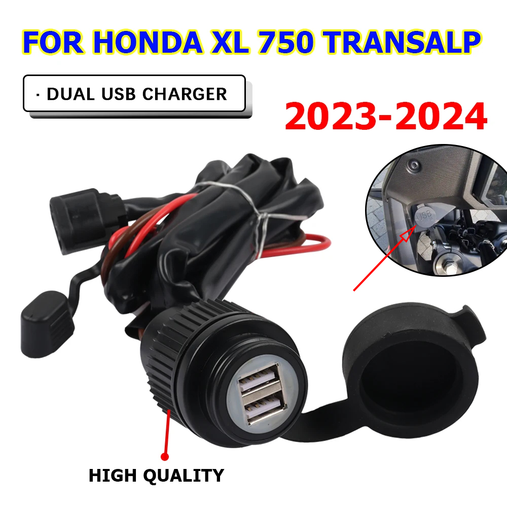 Car Accessories Xl - デュアルUSB電源インターフェースソケット,充電器,イングリッターポート,ホンダxl750,トランスフォーマーxl,750,750xl,2023, 2024用アクセサリー
