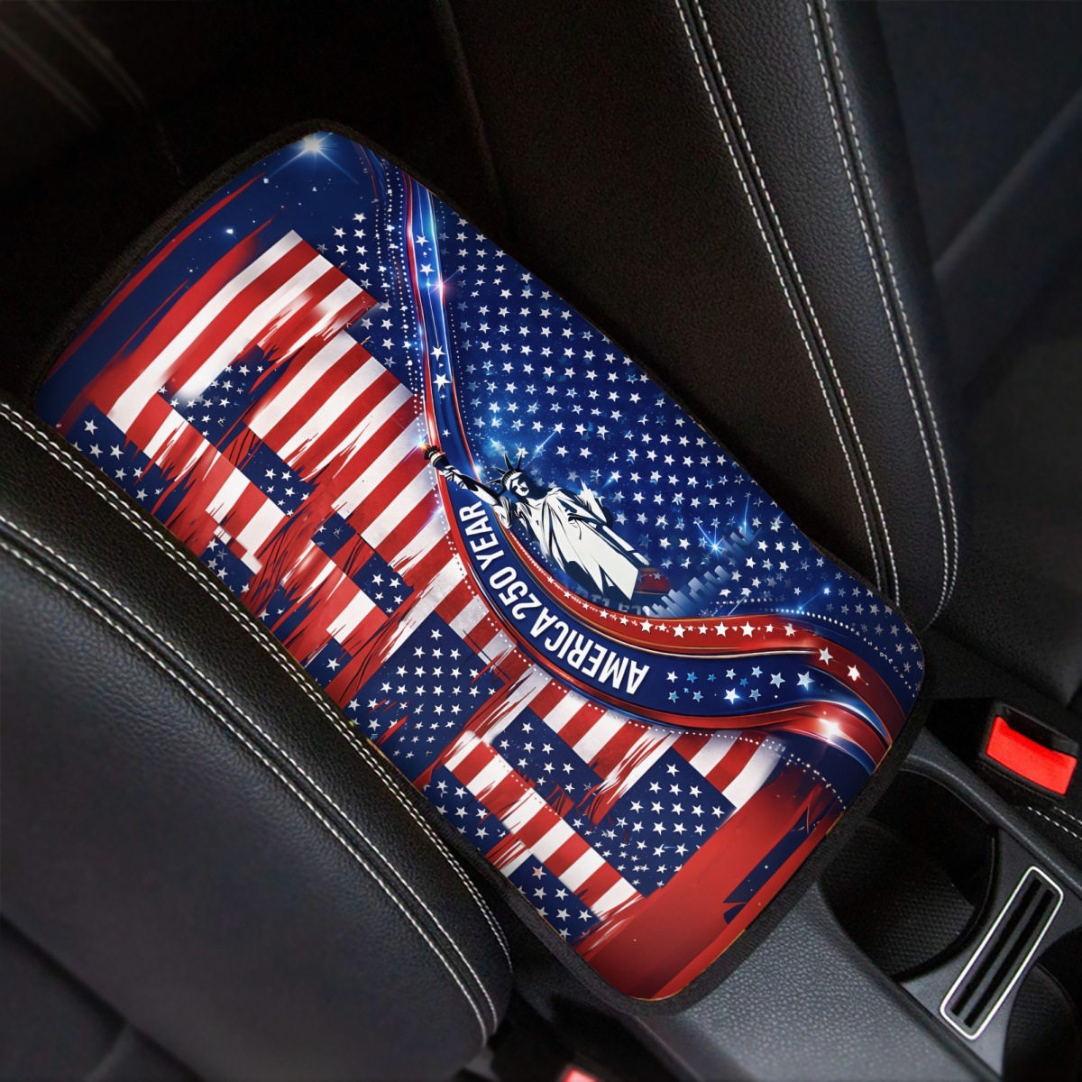 Car Accessories Usa - アメリカ独立250周年記念プリント入りのカスタムメイド車内アームレストボックスマット、最低注文数量が必要です。