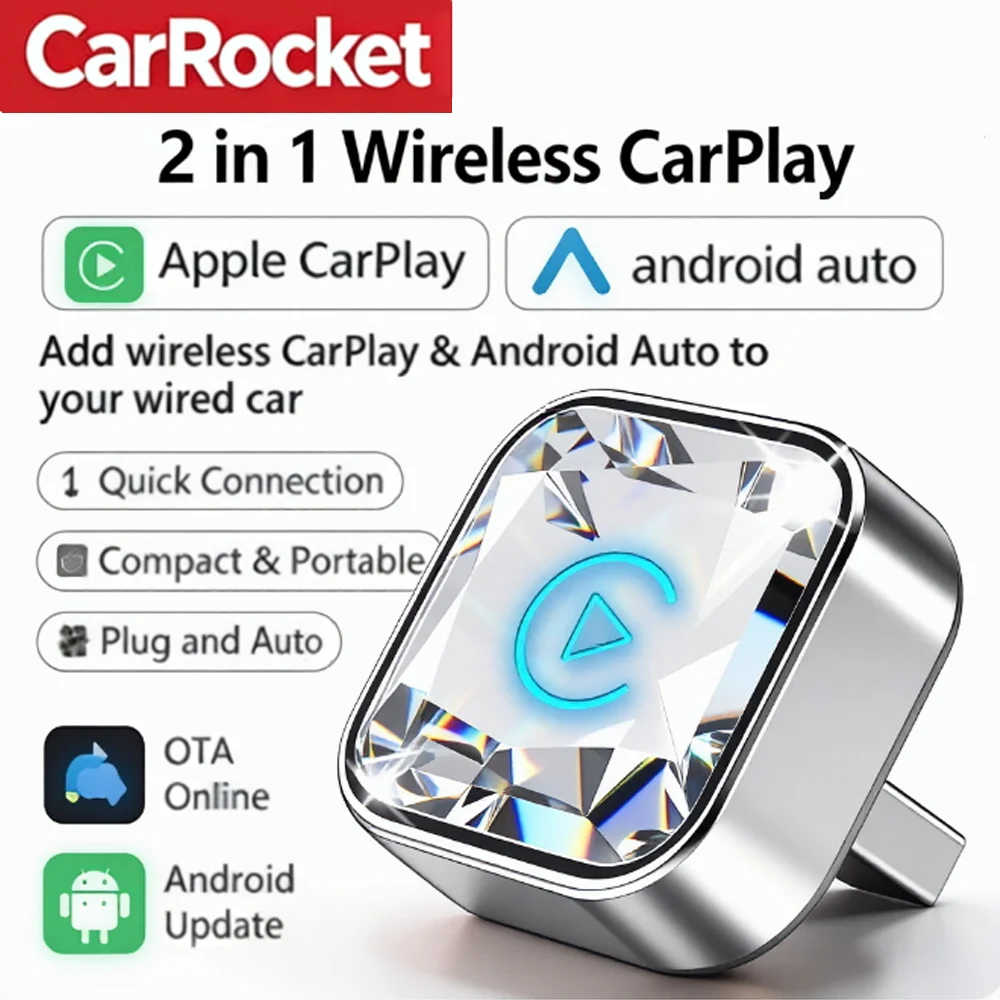 Car Accessories Usa - CarRocket Mini 2in1 ワイヤレスアダプター ワイヤレスCarPlay Android