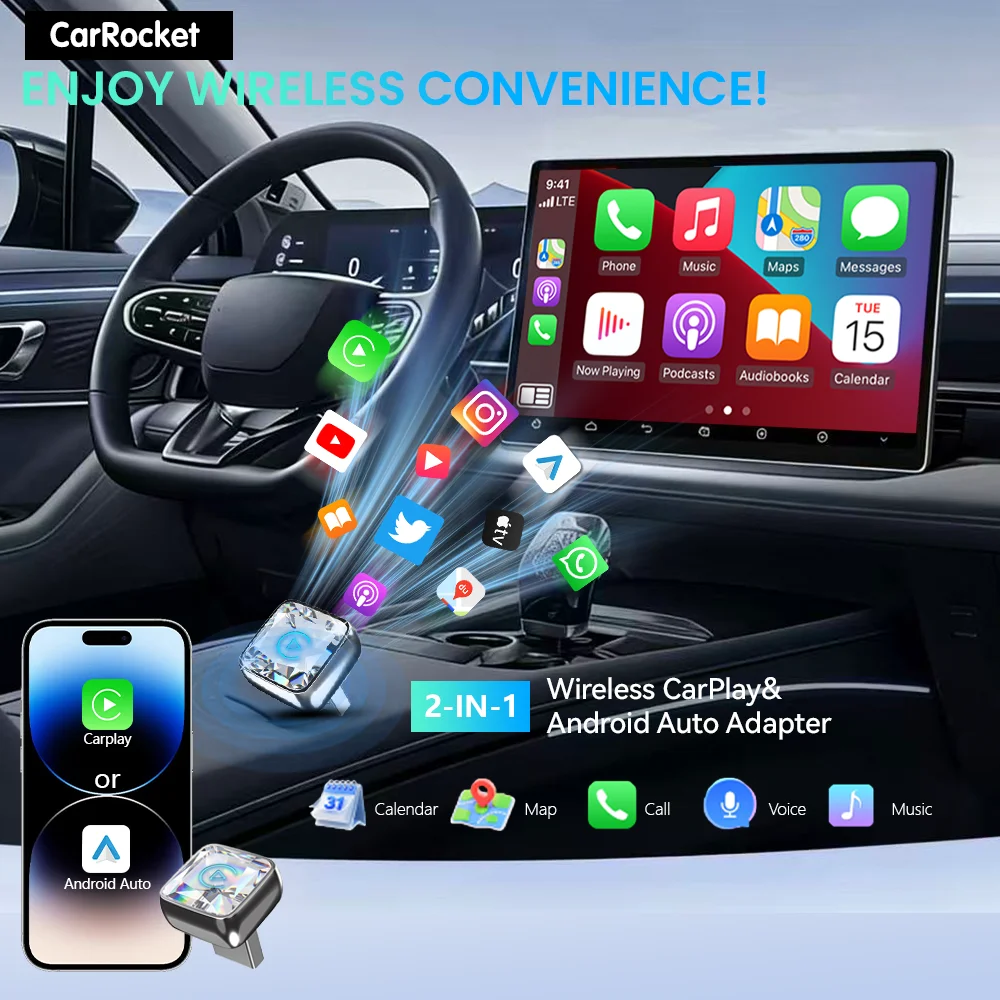 CarRocket Mini 2in1 ワイヤレスアダプター - Car Accessories Usa のレビューと価格